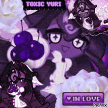 a picture of a purple cartoon character with the words toxic yuri in the corner