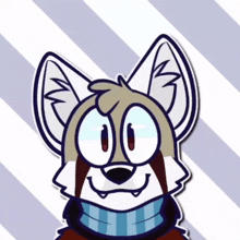 a cartoon drawing of a fox wearing a scarf