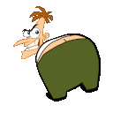 a cartoon of a man with a big butt .