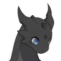 a drawing of a black dragon with its mouth open