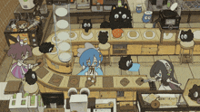 a cartoon drawing of a restaurant with a sign that says 00 on it
