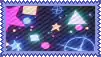 a picture of a christmas tree with a lot of lights and a purple frame .