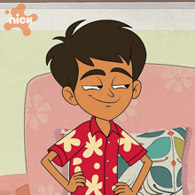 a cartoon of a boy with his hands on his hips and a nick logo on the bottom