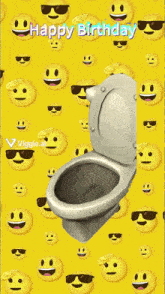 a picture of a man in a toilet with the words happy birthday