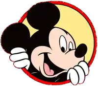 a picture of mickey mouse in a red circle