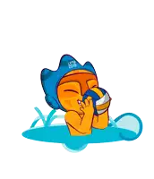 a cartoon of a swimmer with the year lima 2015 on his cap