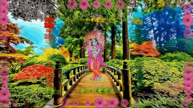 Sh Krishna Stand GIF - Sh Krishna Stand Flowers - Discover & Share GIFs