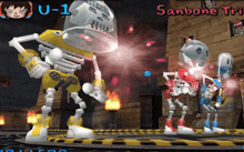 a video game called sanbone tri is being played on a computer