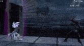 a video game is being played on a cell phone with the word replay at the bottom