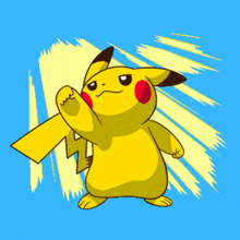 a cartoon of a pikachu with a blue background and the word spirit on the bottom