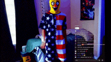 a person wearing a mask and an american flag outfit