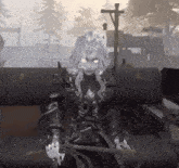 a video game character with glowing eyes is sitting on a couch holding a whip