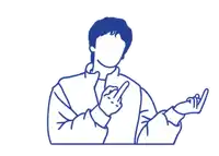 a line drawing of a man pointing upwards