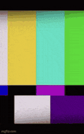 a tv screen with a yellow green blue purple and white stripe