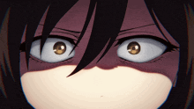a close up of a anime character 's eyes with a shadow on her face