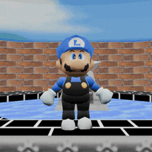a cartoon character with a l on his hat