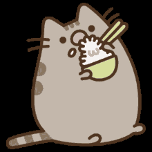 Pusheen Cat Rice GIF - Pusheen Cat Rice Pusheen Cat GIFs
