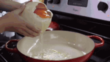 pouring ostrich egg frying fried egg cooking