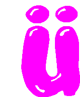 a pink letter u with two circles around it