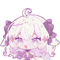 a drawing of a girl with white hair and a purple bow on her head