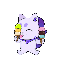 a cartoon cat with a b on its head is eating ice cream