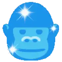 a pixel art illustration of a gorilla 's face with a mustache