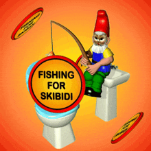 Gnome Fishing Fishing For Skibidi GIF