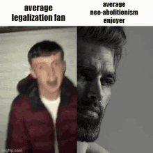 a black and white photo of a man with a beard and the caption average legalization fan
