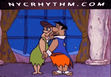 a cartoon of two men hugging with nycrhythm.com written below them
