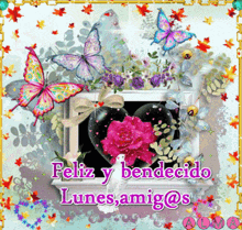 a greeting card that says feliz y bendecido lunes amigo