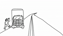 a black and white drawing of a truck 's hood