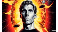 an advertisement for runway features a man surrounded by fire