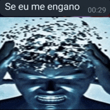 a picture of a person with their hands on their head and the words se eu me engano