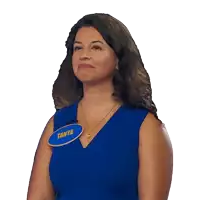 a woman wearing a name tag that says tanya on it