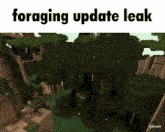 a screenshot of a video game with the words foraging update leak below it