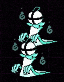 a pixel art drawing of a ghost with a mustache and a beard on a black background .