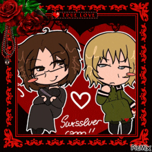 a picture of a girl and a boy with the words " true love " on the top