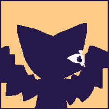 a pixel art of a black cat with a white mask on its face
