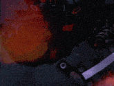 a computer generated image of a dark room with a red circle in the center