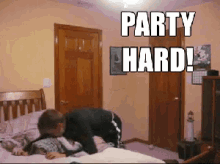 Party Hard GIF - Partyhard Bed Slam GIFs