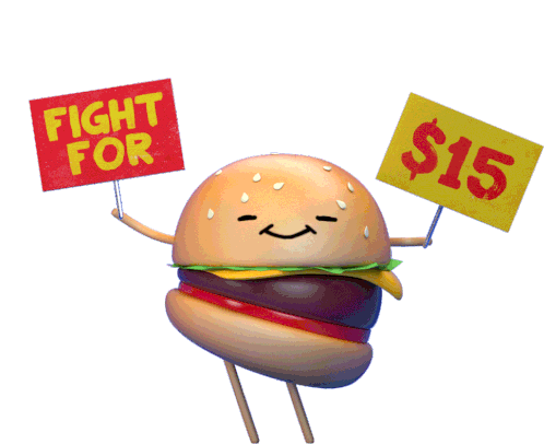 Fight For15 Burger Sticker - Fight For15 Burger Cheeseburger Stickers