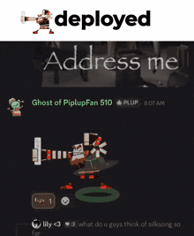 a screenshot of a video game with the words deployed address me