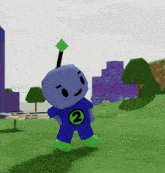 a cartoon character with a number 2 on his shirt