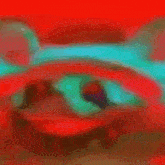 a painting of a red , green and blue background