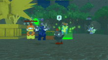 a screenshot of a video game shows a few characters including quest master sally