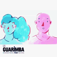 a poster for the guarimba international film festival shows a man in a cowboy hat and a woman in a bra