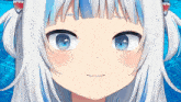 a close up of a anime girl with shark ears