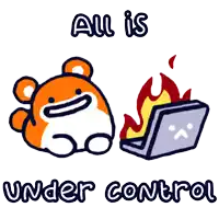 a cartoon of a hamster sitting next to a laptop that says " all is under control "