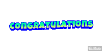 the word congratulations is written in blue and green