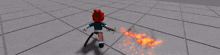a person is holding a sword in a video game while a circle of fire is surrounding them .